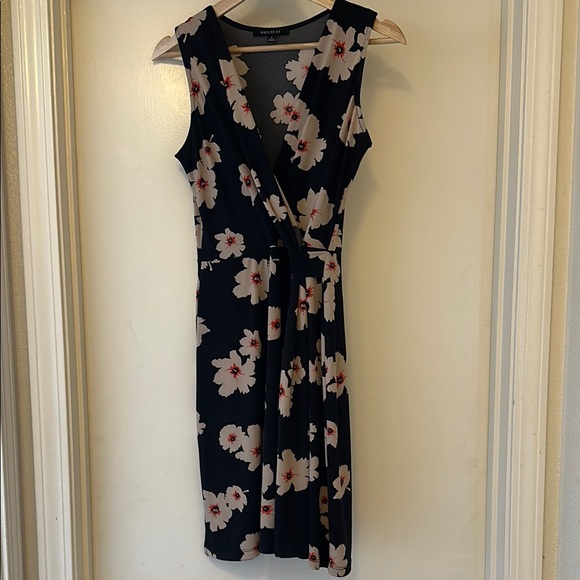 Black floral  Wrap Tie Front Sheath Dress - Picture 1 of 1